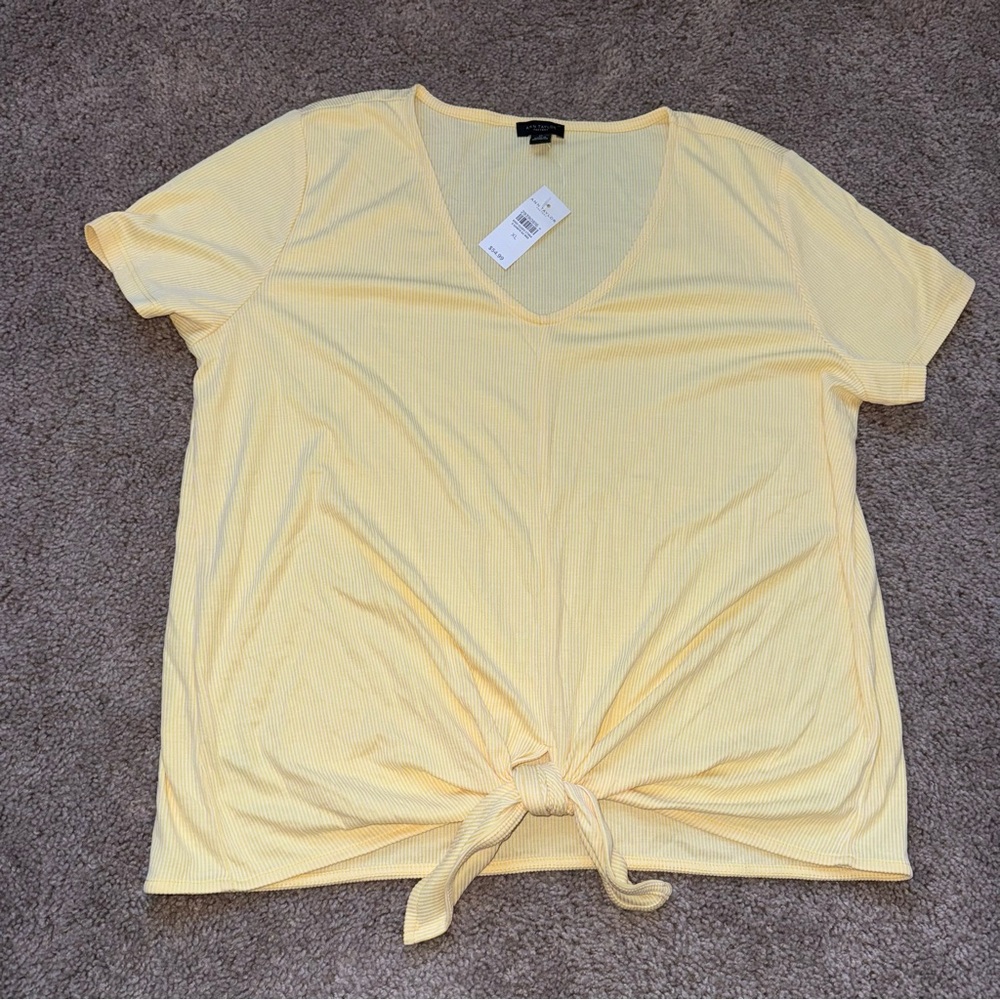 NWT Ann Taylor T Shirt XL Yellow - Picture 3 of 6